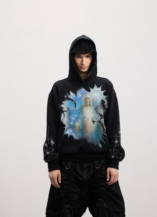 Holy Rhinestone Hoodie (Grey / Black)