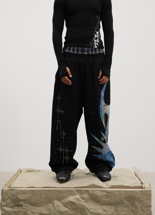 Holy Rhinestone Sweatpants (Grey / Black)