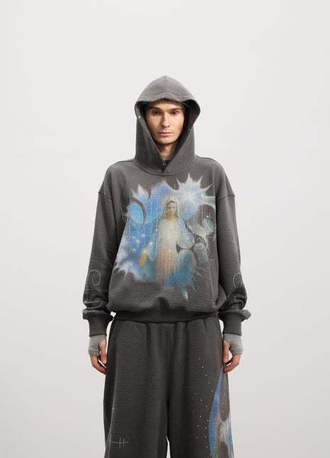 Holy Rhinestone Hoodie (Grey / Black)