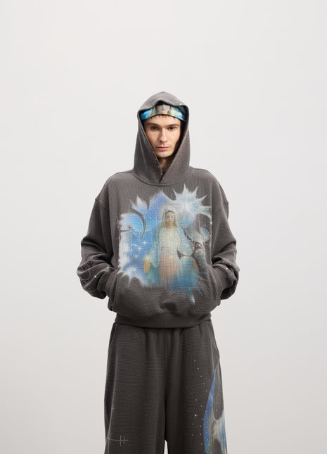 Holy Rhinestone Hoodie (Grey / Black)