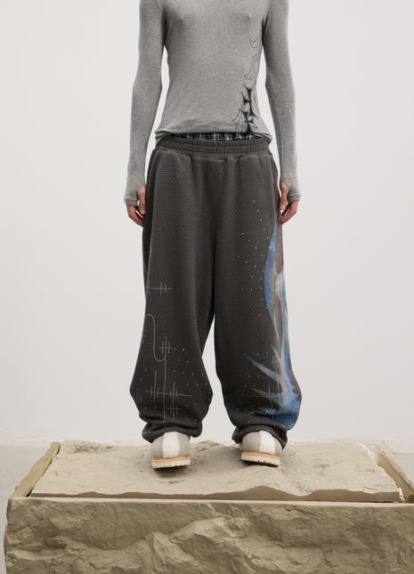 Holy Rhinestone Sweatpants (Grey / Black)