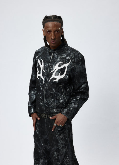 Wrinkled Leather Motorcycle Jacket