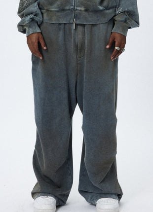Mud-Dyed Gray Washed Sweatpants