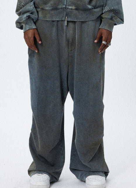 Mud-Dyed Gray Washed Sweatpants