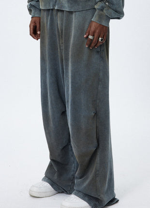 Mud-Dyed Gray Washed Sweatpants