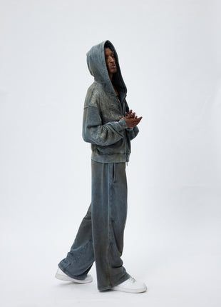 Mud-Dyed Gray Washed Sweatpants