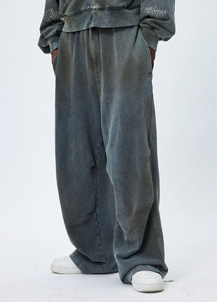 Mud-Dyed Gray Washed Sweatpants