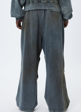 Mud-Dyed Gray Washed Sweatpants